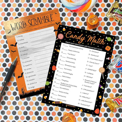 DISTINCTIVS Halloween Party Games – Word Scramble and Candy Match 2 Game Bundle - Image 2