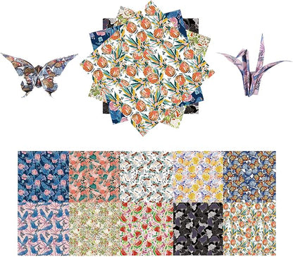 Origami Paper Kit 50 Sheets 6 Inch Square Double Sided Color 10 Vivid Colors by Bestartsuppliesforyou
