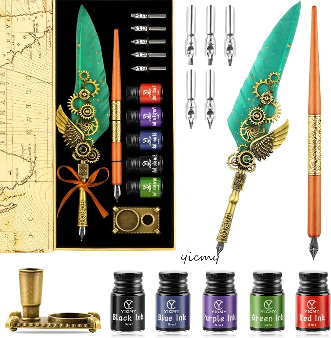 Feather Pen and Ink Set Calligraphy Kit by YICMY