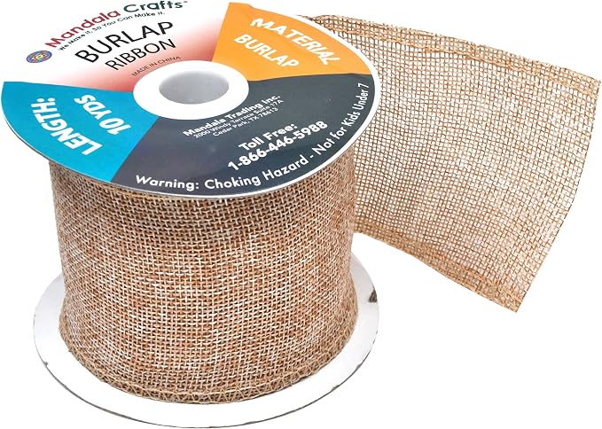 Mandala Crafts Natural Burlap Ribbon 3 Inches Wide Jute Ribbons - Image 3