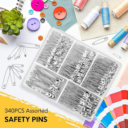 Huhuhero 340 Pack Safety Pins Assorted, Small & Large Heavy Duty Safety Pins - Image 6