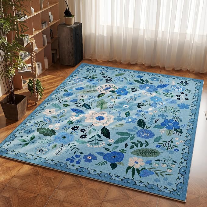 Rugcomf Bedroom Rug 3x5 Rug Washable Area Rug Non Slip Low Pile Boho Floral - Image 5
