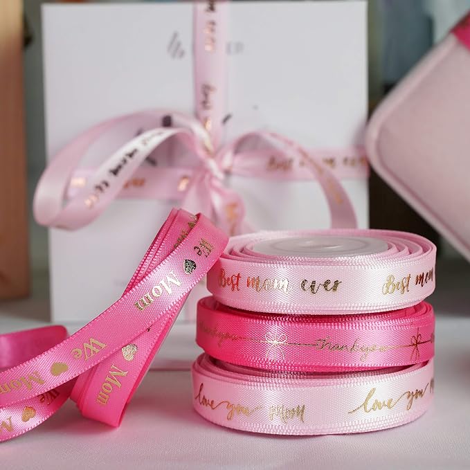MEEDEE Pink Ribbon for Gift Wrapping Thank You Just for You Ribbon Mothers Day - Image 5