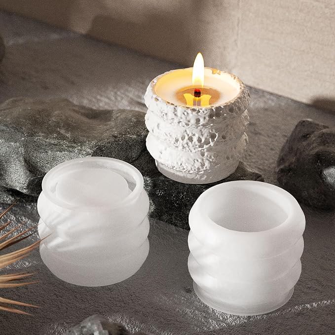 Cylinder Molds Silicone Wave Spiral Candle Mold by EVERELAMSiliconeMolds