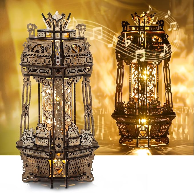 LED 3D Wood Puzzle Poker World Projector Lamp – DIY Craft Kit by FUNPOLAHomeDecor3DPuzzles