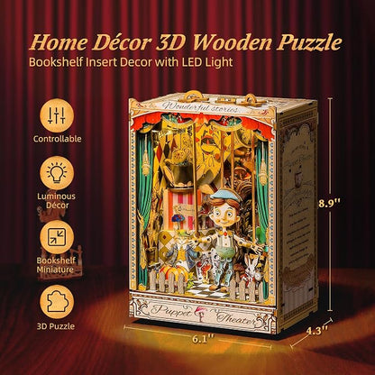 LED 3D Wood Puzzle Puppet Theater Book Nook Kit - Image 5