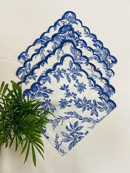 Ridhi Incremental Blue Hand Block Print Napkins 18" x 18" Set of 4 Reusable - Image 4