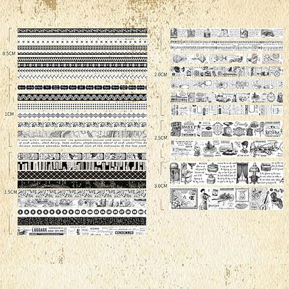 36 Rolls Vintage Washi Tape Pack Retro Arts Adhesive Tapes Wide Chronicle - Image 4
