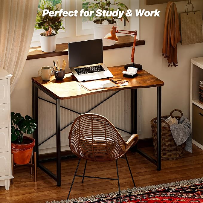 Huuger Folding Desk for Small Spaces, 31.5 Inch Foldable Computer Table - Image 8