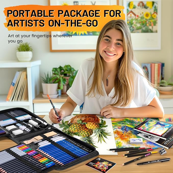 106 PCS Art Supplies Sketching Kit, Pro Drawing Pencils - Image 7