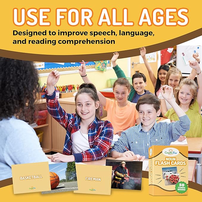 50 Noun Flash Cards, Fun Vocabulary Builder Educational Learning Photo Cards - Image 6