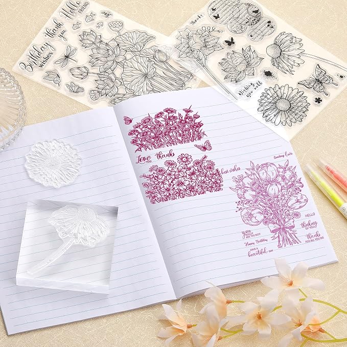 ORIGACH 9 Sheets Plants and Flowers Clear Stamps Silicone Transparent Stamps - Image 8