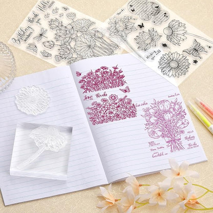 ORIGACH 9 Sheets Plants and Flowers Clear Stamps Silicone Transparent Stamps - Image 8