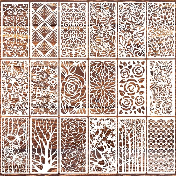 Stencils for Crafts Reusable Texture Stencils Background Stencil Leaf Floral by SUNVERSE