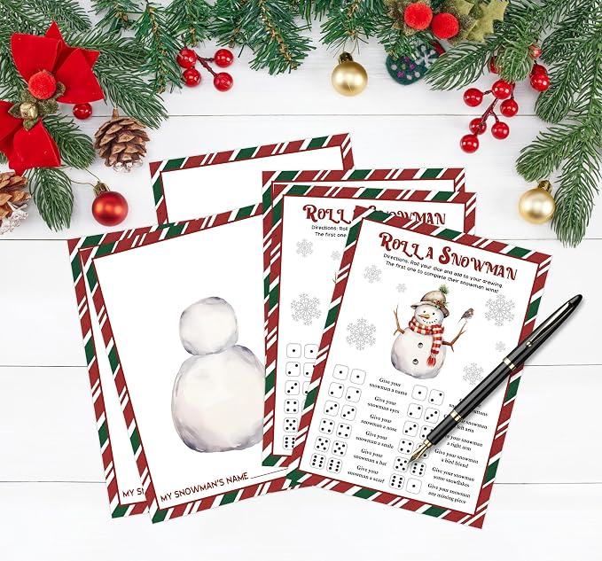 Roll A Snowman Game, Christmas Dice Games - Image 3