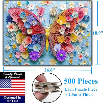 Think2Master Colorful Vibrant Flower Butterfly 500 Pieces Large Format Jigsaw - Image 6