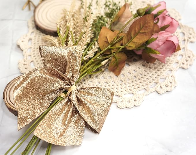 CT CRAFT LLC Glitter Wired Ribbon 2.5" x 20 Yards Gold - Image 5