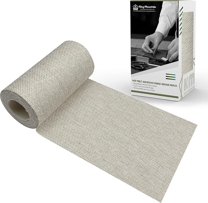 KING MOUNTAIN Linen Fabric Iron-on Repair Patch, Inside&Outside Fabric Repair by ForABetterHomeLife