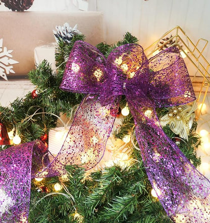 CT CRAFT LLC Sparkling Glitter Mesh Wired Ribbon 4" x 10 Yards Purple - Image 6
