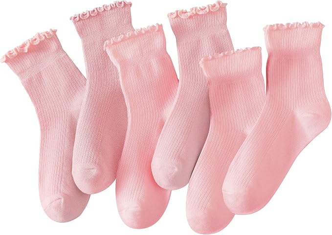 Hstyle 6 Pairs of Ruffle Socks Women, Cute Ruffle Ankle Socks by Hstyle