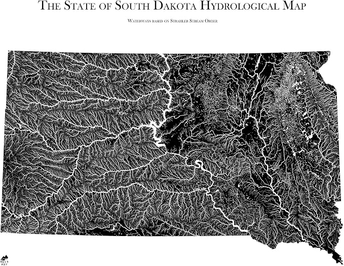 Muir Way Hydrological River Map of South Dakota by MuirWay