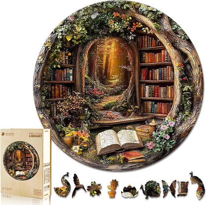 KAAYEE Wooden Puzzles for Adults, Tree House Library Wooden Jigsaw Puzzle by KAAYEEDirect