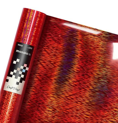 Mosaic+ Red Brushed Holographic 1ft x 5ft Crafting Vinyl Crinkle-Free 8yr UV by VVIVIDVINYLS