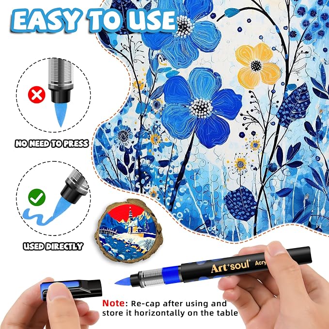Art+soul Acrylic Paint Markers, 12 Colors - Image 4