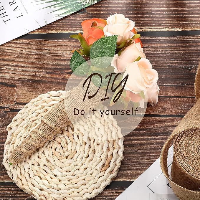 Chuangdi 20 Yard 6 Inches Burlap Ribbon Wide Jute Ribbon Natural Burlap Fabric - Image 5