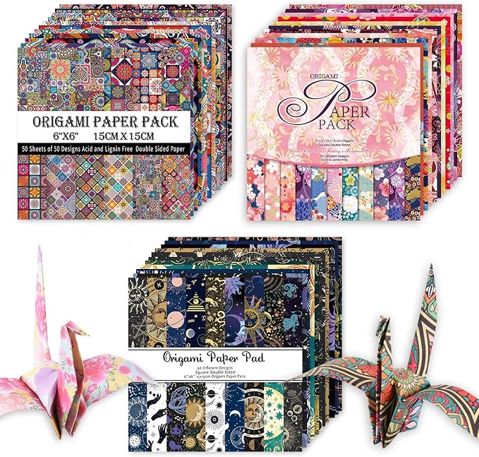 Origami 6x6 Paper Kit 150 Sheets 150 Vivid Colors Double Sided Same Printed by Wanshui