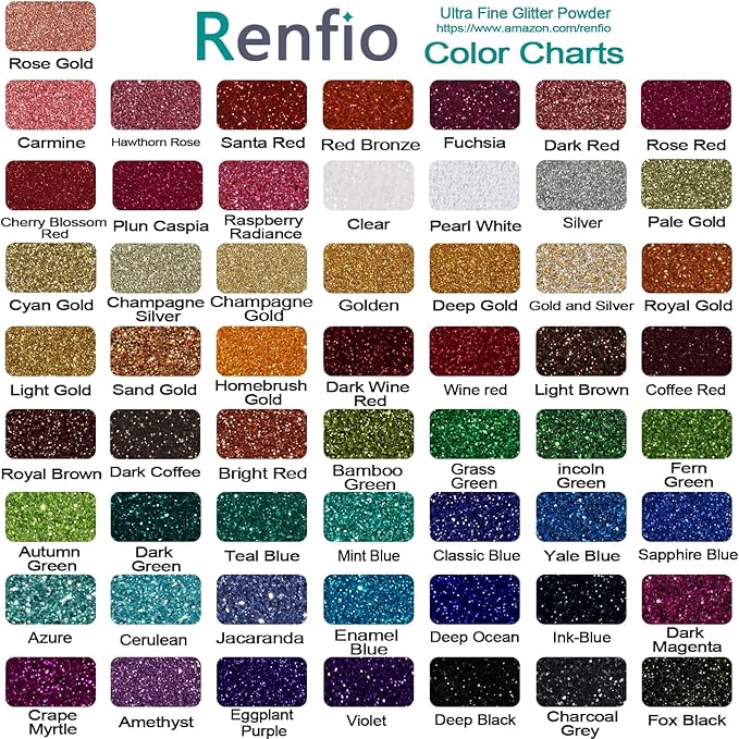 Renfio Ultra Fine Glitter Powder Metallic Resin Glitter 2.11 Oz PET Flakes - Image 3