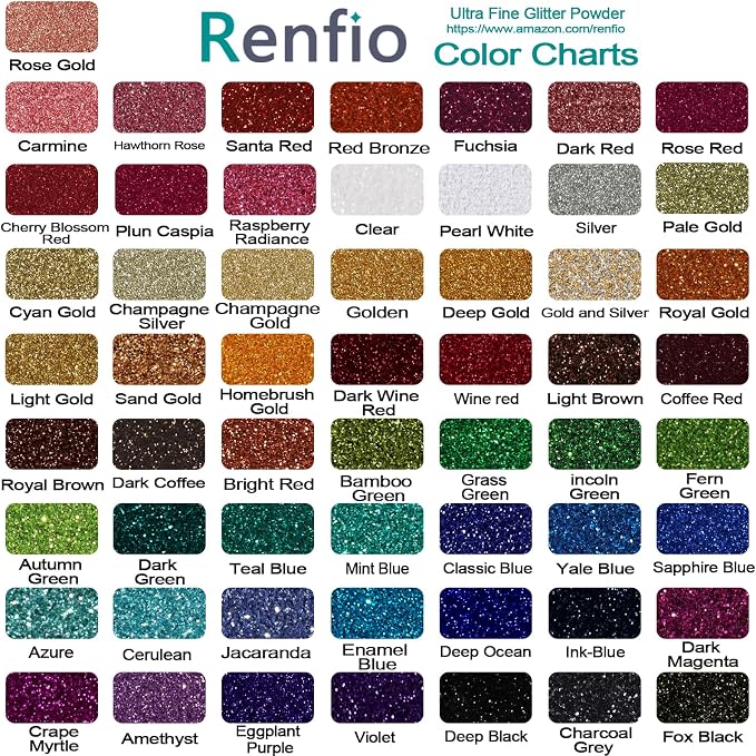 Renfio Ultra Fine Glitter Powder Metallic Resin Glitter 2.11 Oz PET Flakes - Image 3
