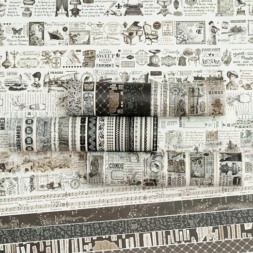 36 Rolls Vintage Washi Tape Pack Retro Arts Adhesive Tapes Wide Chronicle - Image 2