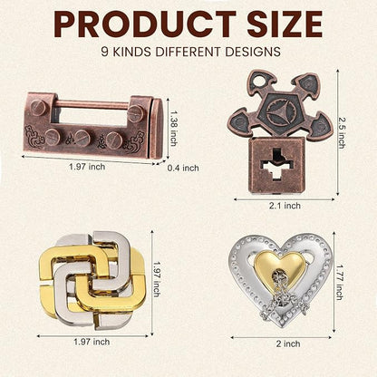 Wettarn 9 Pcs Metal Brain Teaser Puzzles Teaser 3D Steel Puzzle - Image 2