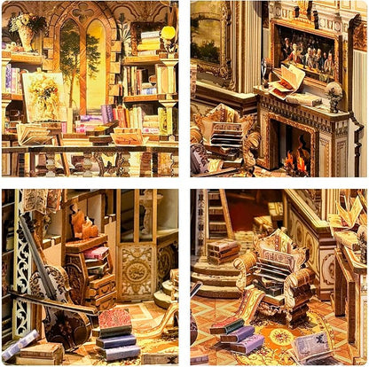 Book Nook Kit, DIY Miniature Dollhouse Kit Book Nook, 3D Wooden Puzzle Bookends - Image 4