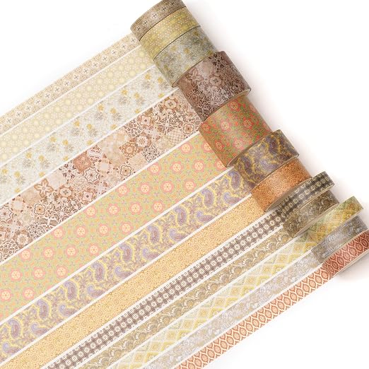 12 Rolls Exotic Charm Washi Tape Set Floral Arts Adhesive Tapes Geometric - Image 2