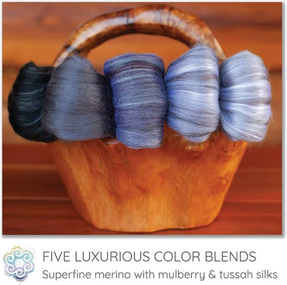 Merino Silk Luxe Tonal Designer Blend. Superfine Merino, Tussah Silk. Top Roving - Image 3
