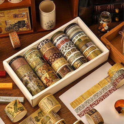 36 Rolls Vintage Washi Tape Pack Retro Arts Adhesive Tapes Wide Chronicle - Image 5