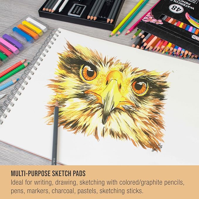 U.S. Art Supply 11"x14" Top Spiral Bound Sketch Book, 2 Pack, 100 Sheets Each - Image 5