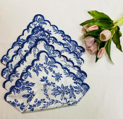 Ridhi Incremental Blue Hand Block Print Napkins 18" x 18" Set of 4 Reusable - Image 8