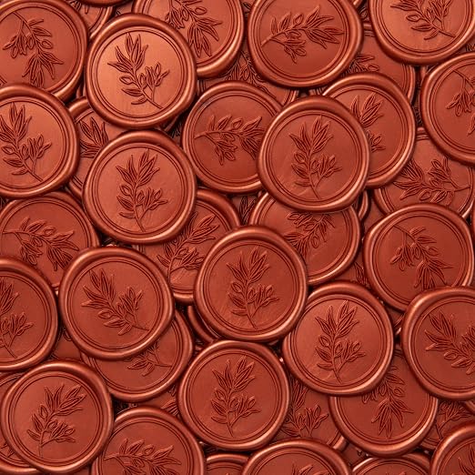 PONATIA 50PCS Terracotta Orange Wax Seal Stickers - Image 3