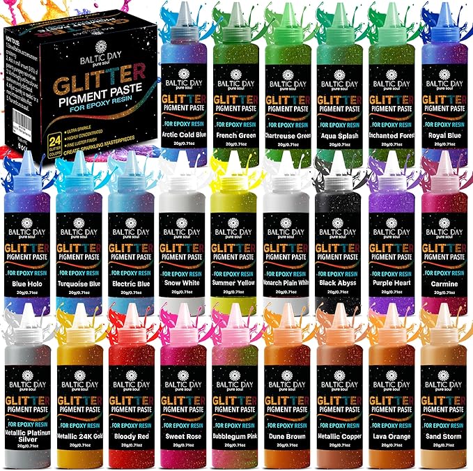 24 Color Pigment Paste for Epoxy Resin Set – Opaque Epoxy Pigment, Epoxy Dye by BALTICDAYpuresoul