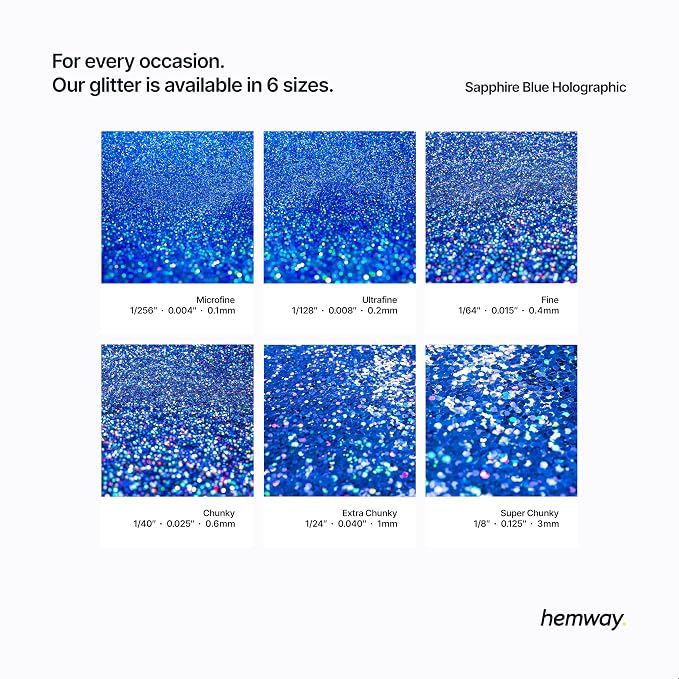 Hemway Glitter for Resin 100g Sapphire Blue Holographic Metallic Crystals for - Image 3
