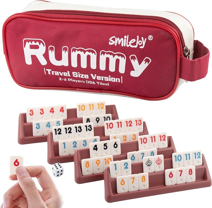 Smilejoy Mini Rummy Cube 4 Players Edition, Travel Rummy Game Set by Smilejoy