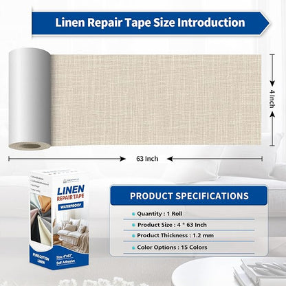 KING MOUNTAIN Linen Repair Patches, Self-Adhesive Linen Fabric Patches - Image 4