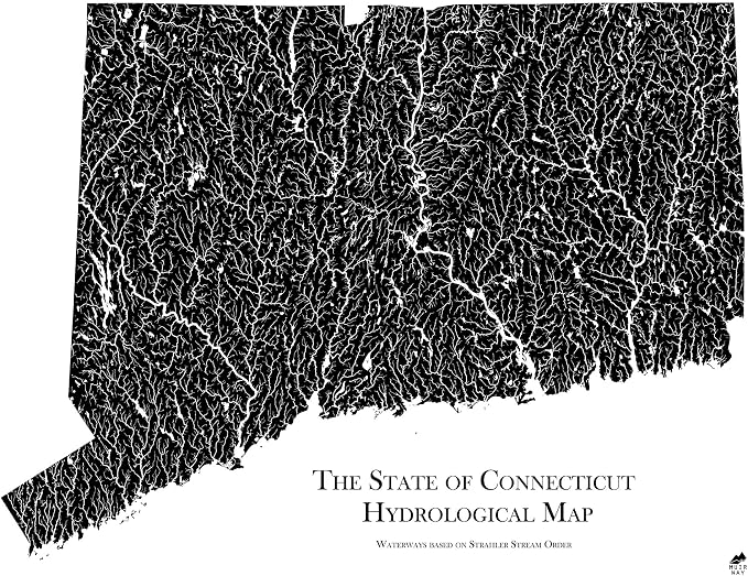 Muir Way Hydrological River Map of Connecticut by MuirWay