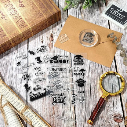 Whaline 4 Sheet Graduation Words Clear Stamps Congrats Grad Cap Silicone - Image 7