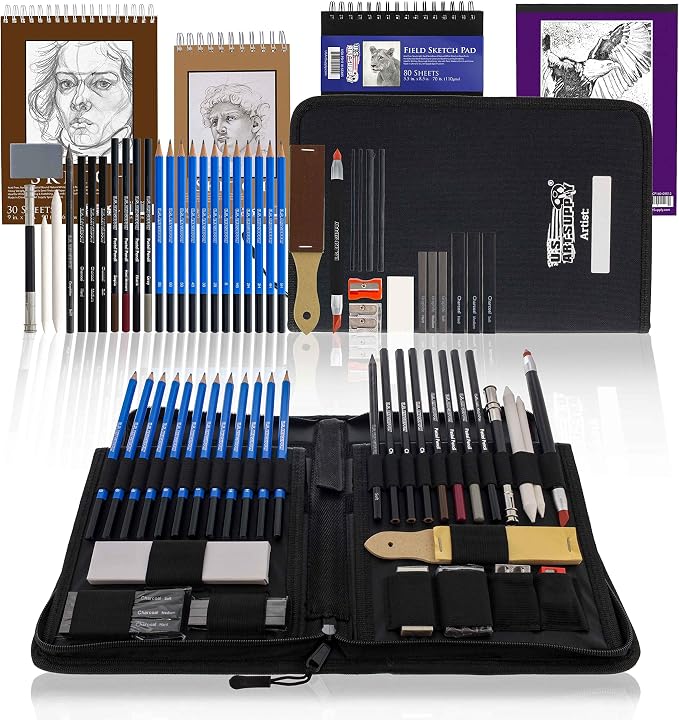 U.S. Art Supply 44-Piece Drawing & Sketching Art Set by USArtSupply