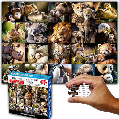 Think2Master Animal Families 500 Pieces Jigsaw Puzzle Featuring heartwarming by Think2Master