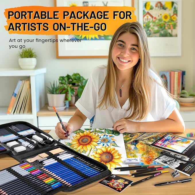 133 PCS Art Supplies Sketching Kit, Pro Drawing Pencils - Image 7